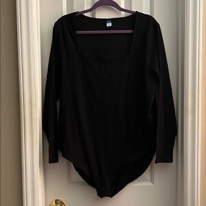 Old Navy Black Ribbed Square Neck Bodysuit